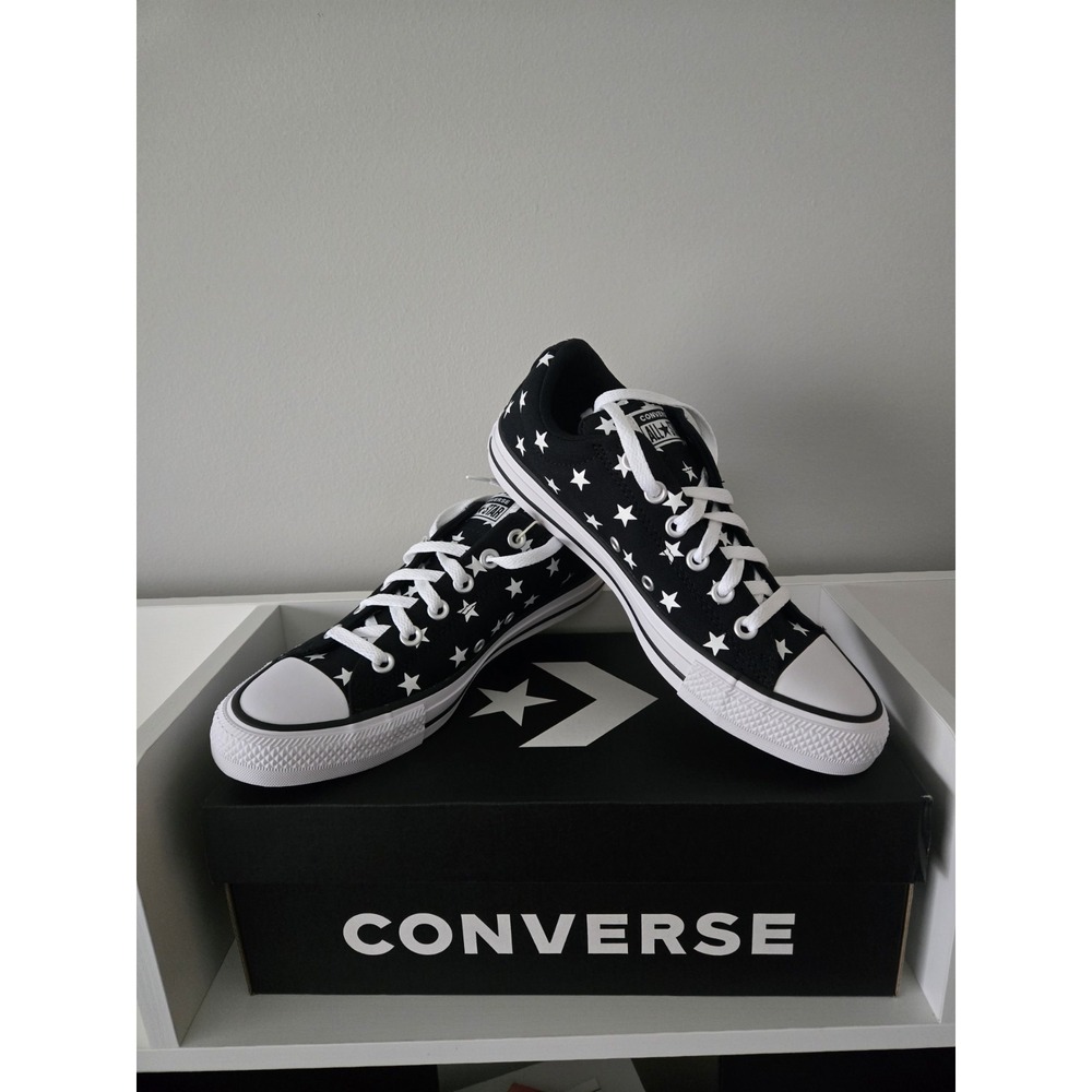 Converse CTAS Street Slip Low Top Sneakers Black/White Stars Girls Boys 6.5Y